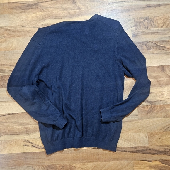 Weatherproof Cotton Cashmere V-neck sweater Blue Medium - Picture 7 of 9